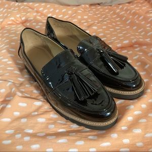 Franco Sarto Black Vinyl Loafers